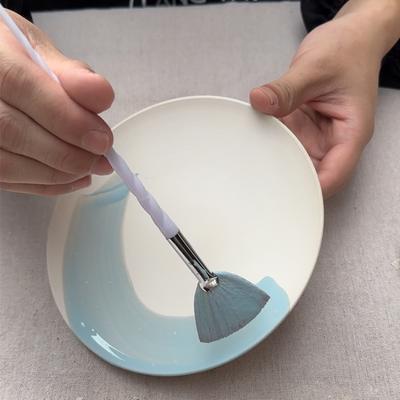 Pennello a Ventaglio Colorazione Ceramica Setole Morbide in Nylon Pennello per Colorare Pittura Sottosmalto Ceramica Fai da Te Strumenti per Smalto