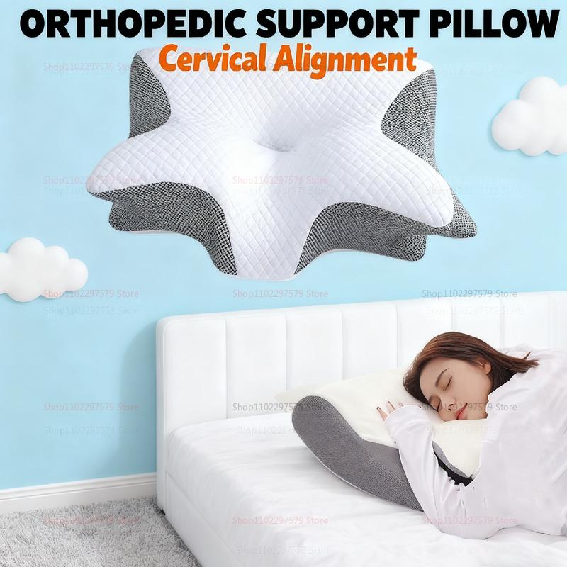 2025 Cervical Support Pillow for Neck Pain Relief Memory Foam Non-Collapse Pillow for Sleep Therapy Neck Injury Recovery Comfort