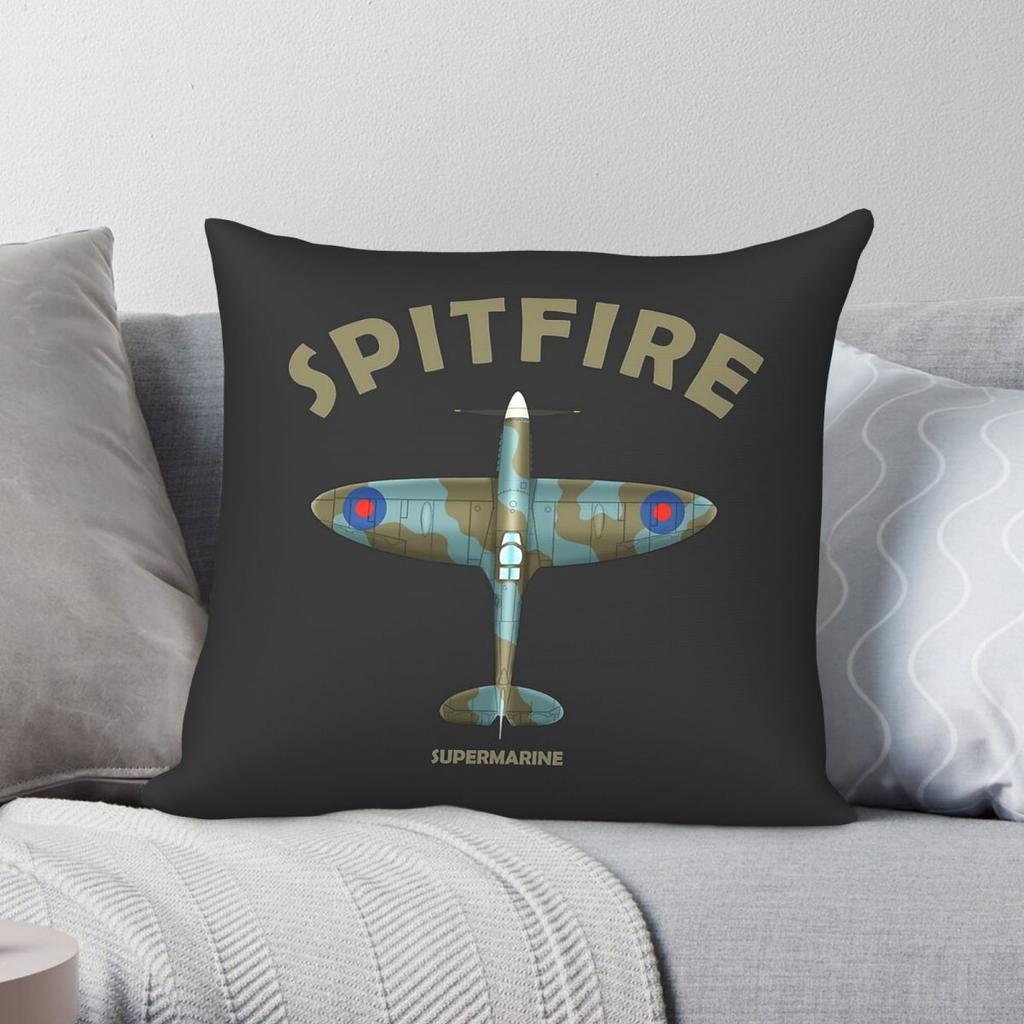 Supermarine Spitfire Blueprint Square Pillowcase Polyester Linen Velvet Printed Zip Decorative Pillow Case Room Cushion Cover