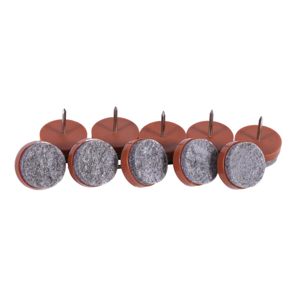 20x Furniture Table Chair Leg Floor Felt Pad Skid Glide Slide Nail Protector Brown 24mm