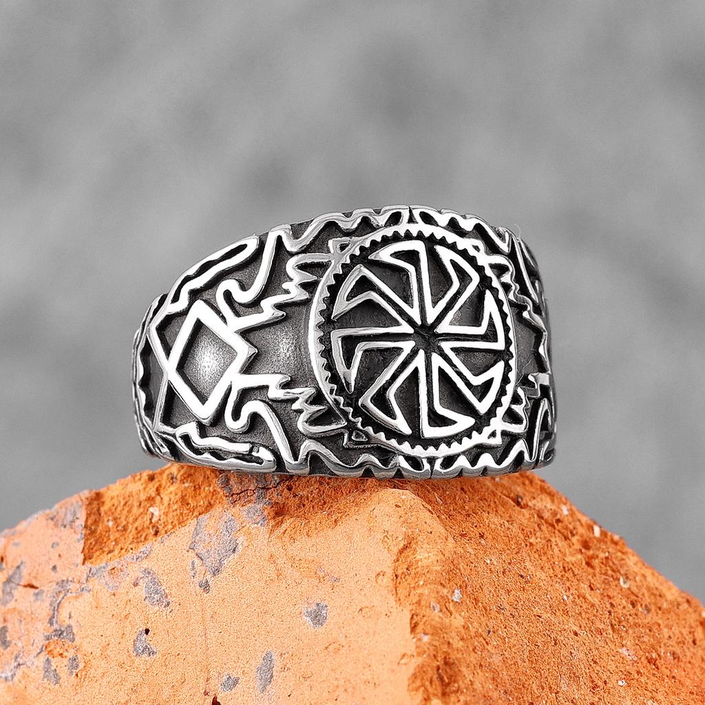 Vintage Viking Norse Mythology Stainless Steel Ring for Men Punk Hip Hop Jewelry Gift Boyfriend Creative Design