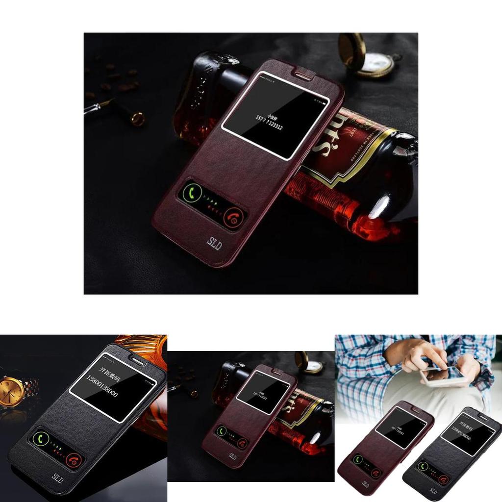 Für Samsung S6 S7 S7edge S6edge Leder Handyhülle mit stoßfester Dual-Fenster Klappabdeckung für Zuhause und Reisen