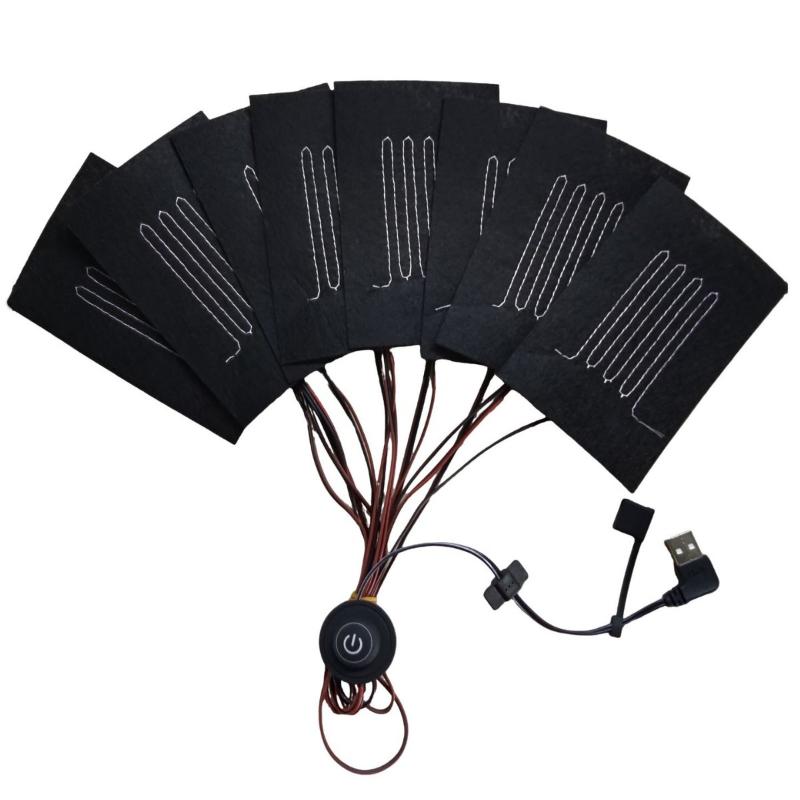 

1Pcs Heating Warmer Pad For Vest Jacket 8 In 1 Usb Clothes Heater Pad With 3 Gear Adjustable Temperature Electric Heating Sheet