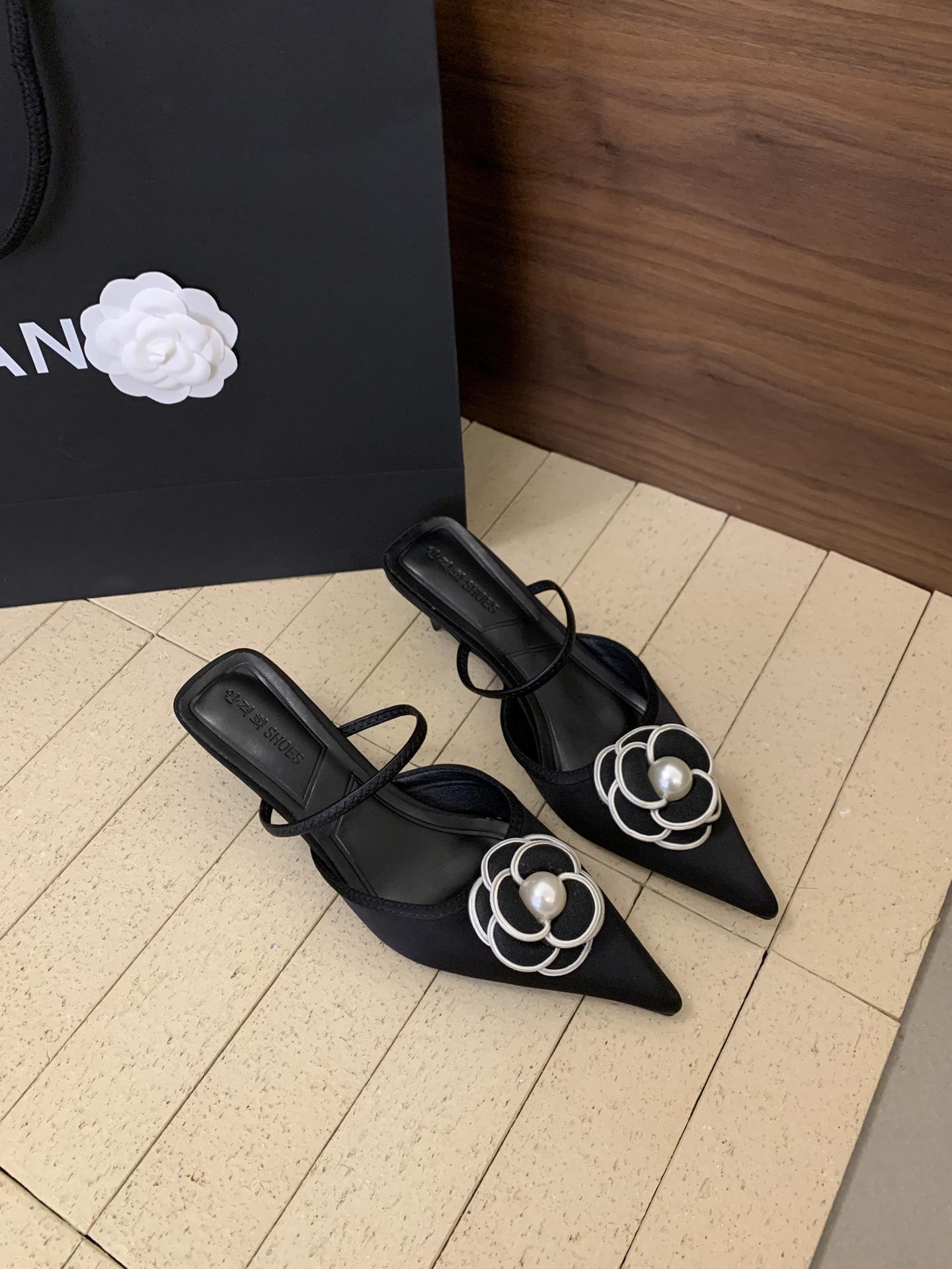 

2025 spring and autumn new French high heels small fragrant Mary Jane single shoes women s shoes square head small leather shoes 37 чорний
