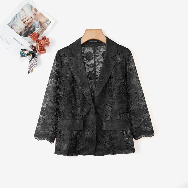 ZANZEA Women Summer Fashion See-Through Lace Cardigan Blouse