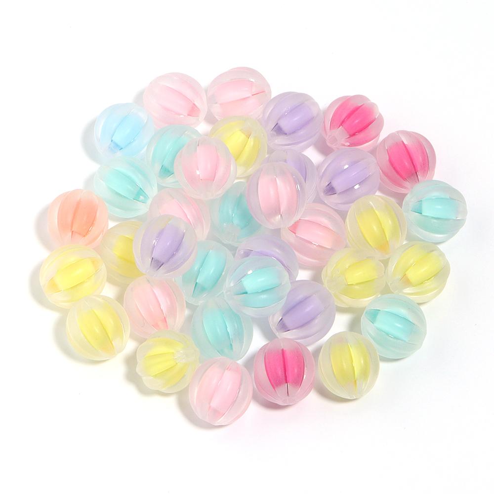 50Pcs 12x11mm Pumpkin Shaped Acrylic Beads Colorful Spaced Beads For Handmade Bracelets Phone Chains DIY Jewelry Accessories