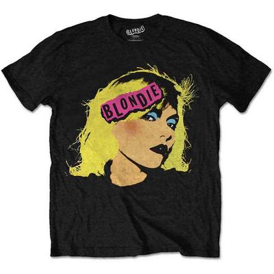 T-shirt Blondie Logo band Punk warhol nuovo Uomo Nero Ufficiale
