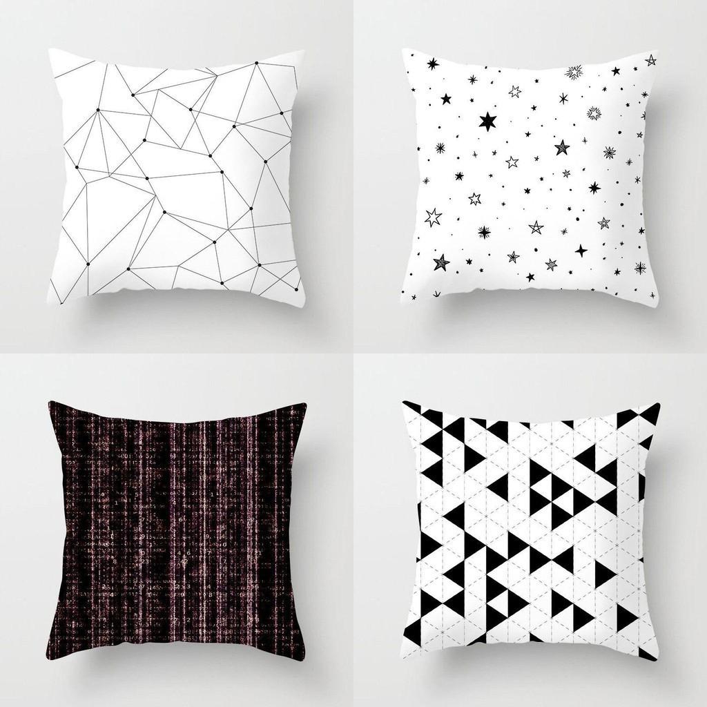 Stylish Geometric Cushion Cover With Dotted Grid And Triangular Patterns For Modern Decor