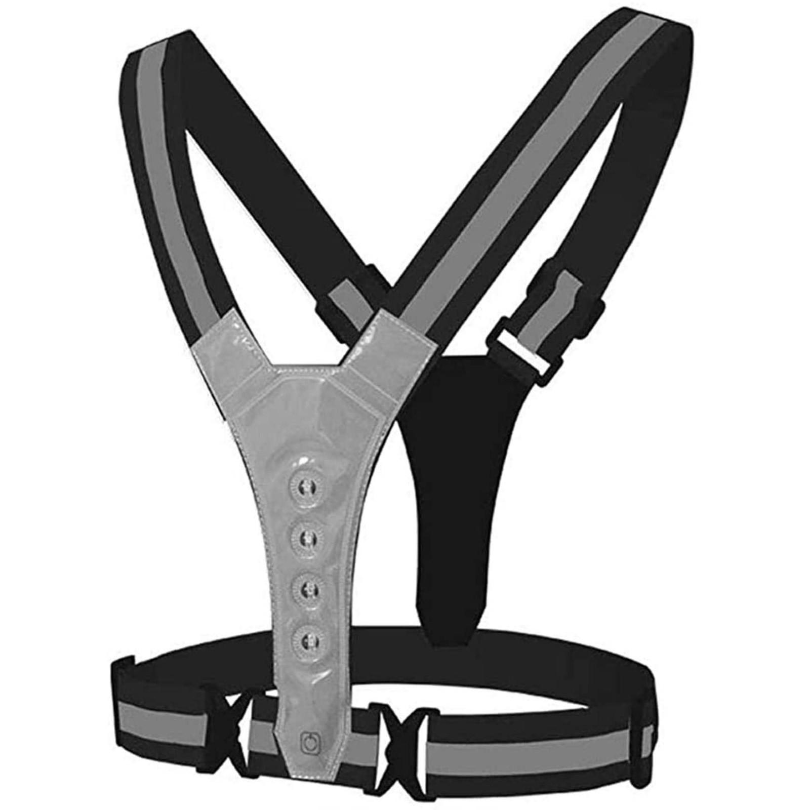 

(Курица Кунг Пао)Жилет безопасности с неоновым освещением и светоотражающим поясом, подходящий для бега, велоспорта, спорта One size чёрный