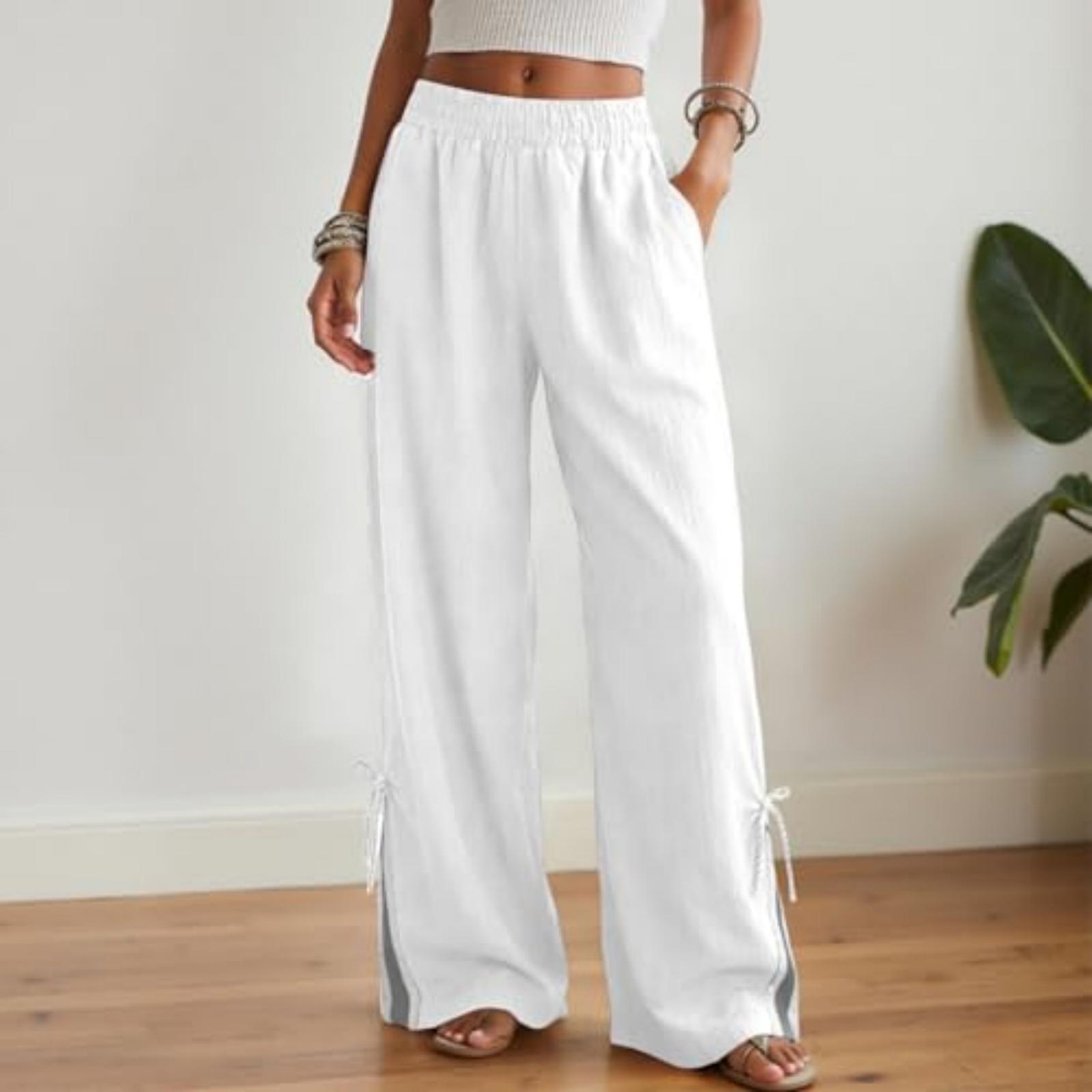 

Women s Loose And Casual High-waisted Straight-leg Pants XL білий