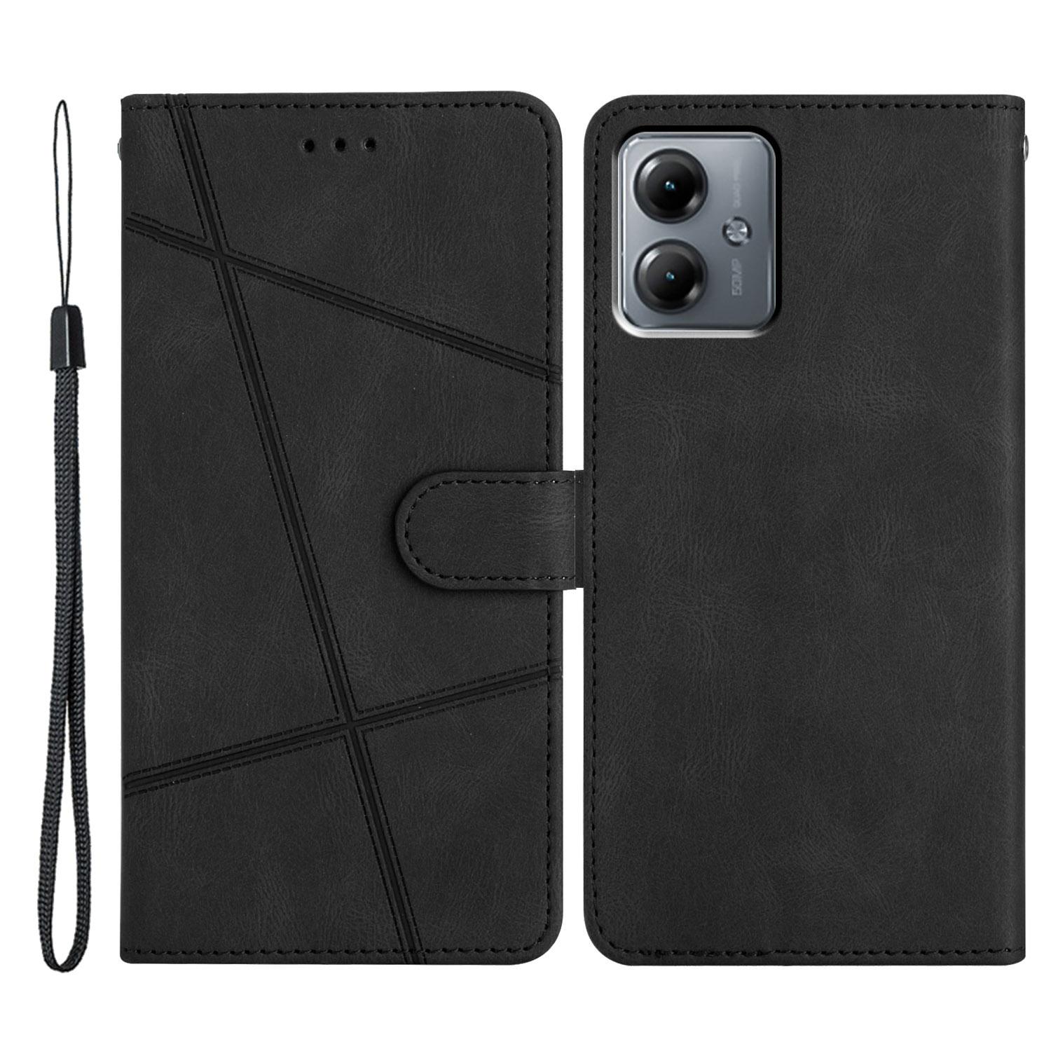 

For Motorola Moto G54 5G Case Crazy Horse Texture Phone Leather Stand Cover Black