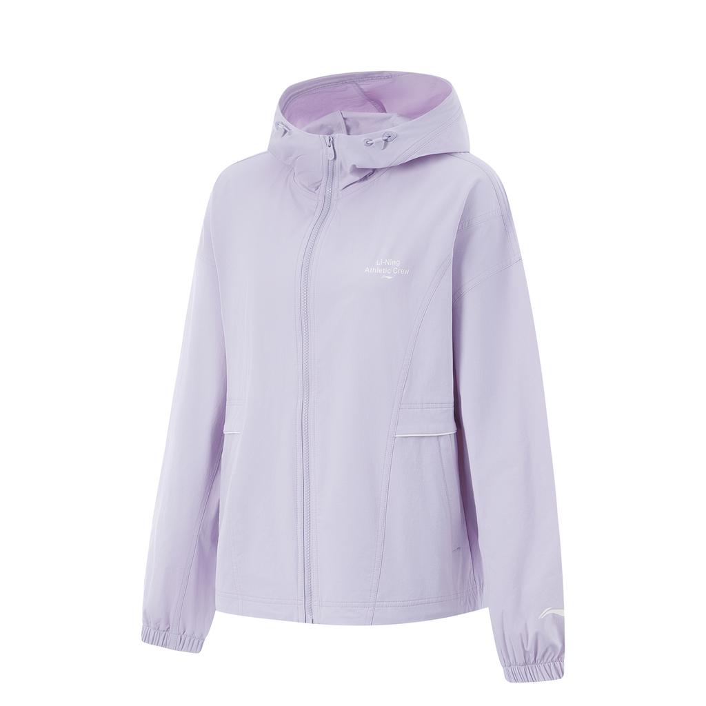 Li-Ning Lettuce Edge Water-Resistant Hooded Loose Cycling Camping Windproof Warm Outdoor Casual Short Jacket Women Jackets Sea-Salt-Purple AFDU942-3