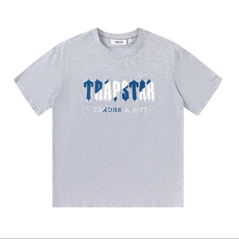

732 Trapstar London 2025 Новий літній комплект із вишитою рушником і круглим вирізом, вільна велика футболка з повсякденними шортами S