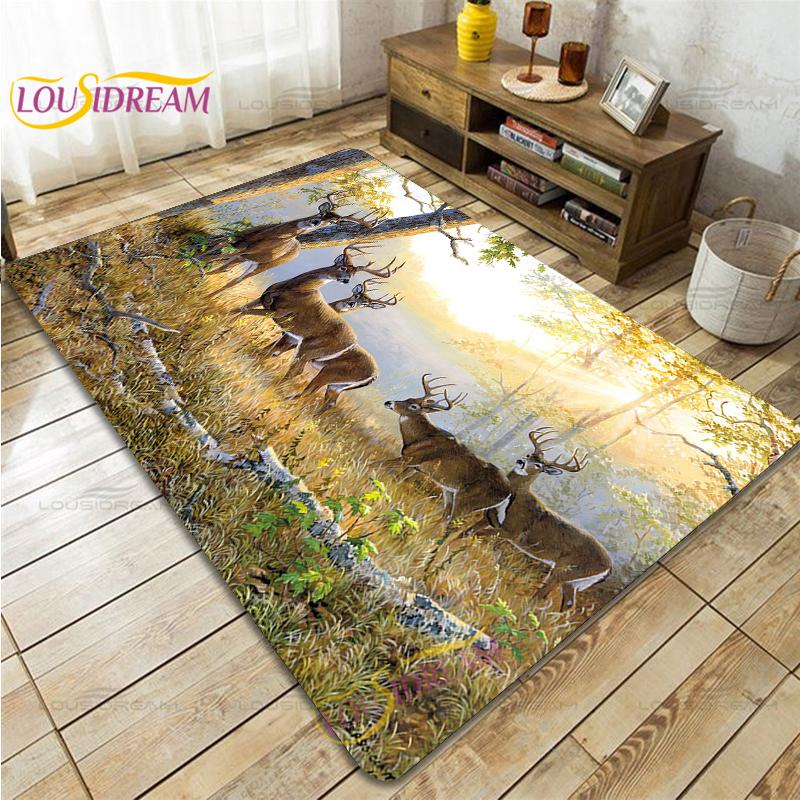 

Wild Animals Deer Wildebeest Carpet for Living Room Bedroom Rug Kitchen Door Kids Unslip Floor Mats Birthday gift Alfombra Rug 40x60cm