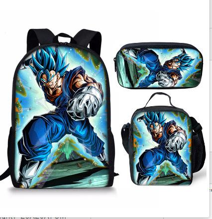 New animation cartoon dragon ball backpack, primary and secondary school schoolbag, satchel, shoulder bag, pencil case three-piece set