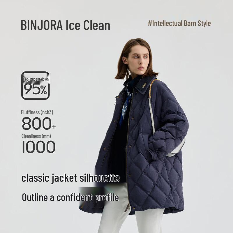 BINJORA Unisex 95% Duck Down Mid-Length Barn Style Jacket J5300JI70