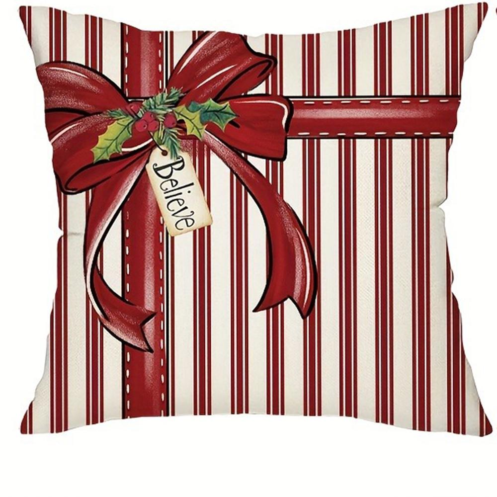 Christmas Decoration Pillowcase Fawn Christmas Tree Red Pillow Cover Living Room Sofa Cushion Cover Room Home Decoration 45x45cm