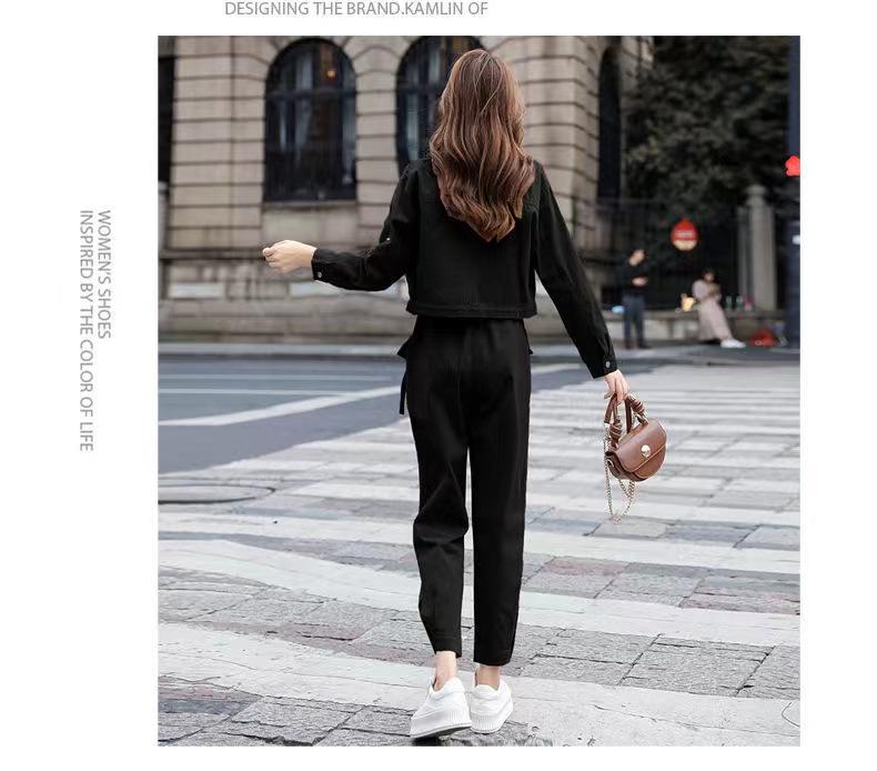 Women's Trendy Slimming Two-Piece Petite Workwear Set for Spring and Autumn