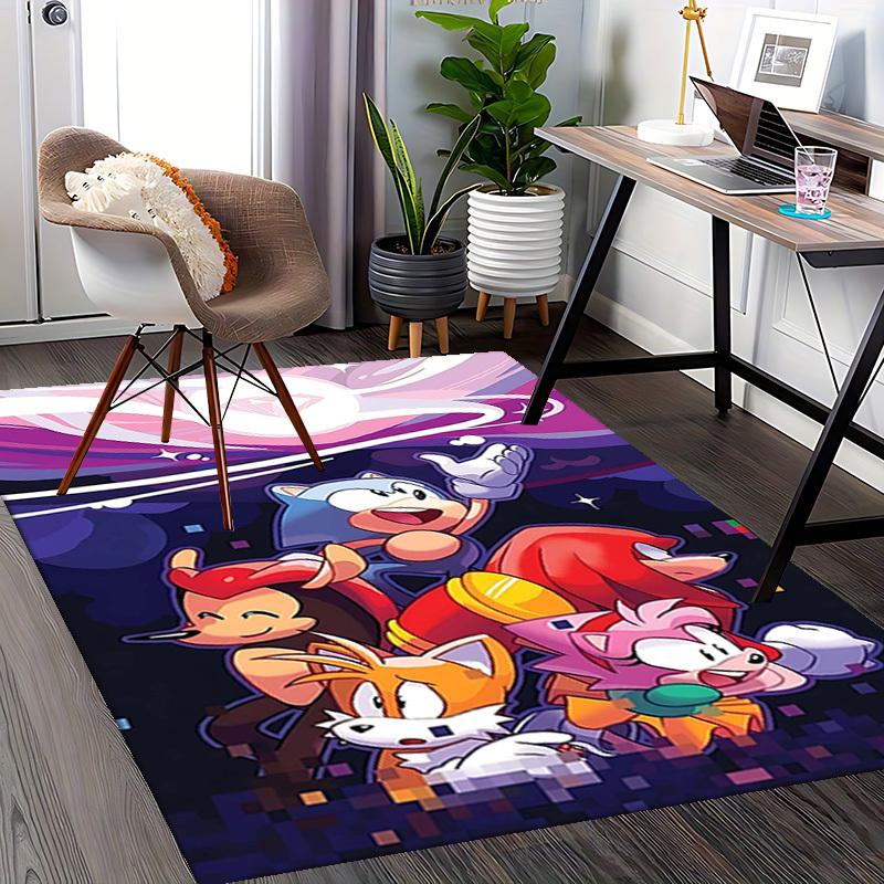 1pc Sonic the Hedgehog & Friends Chair Mat - Anime Cartoon Design, Non-Slip Carpet for Office and Home Decor, Suitable for All Seasons.O085