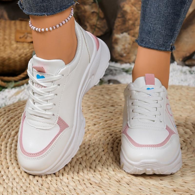 New Women Shoes Heart-shaped Platform Sneakers Woman Walking Sports-shoes Breathable White Shoe Casual Woman Footwear