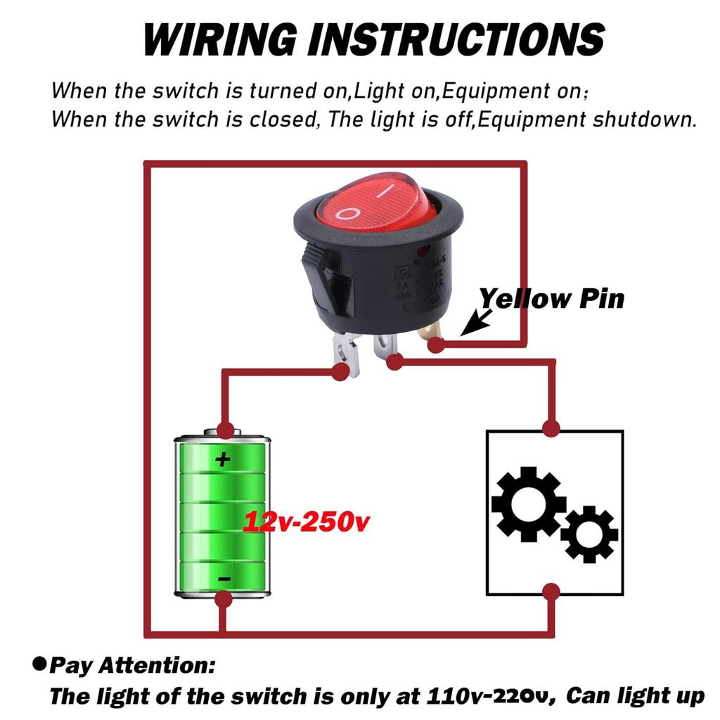 4/5/12pcs 3pin Round Switch LED Waterproof With Color Switch Rocker Switch Can Be Used For Car Motorcycle Boat Bus RV