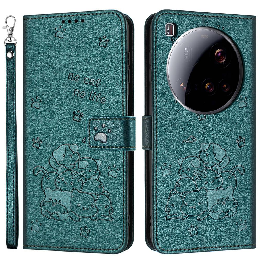 

Для Xiaomi 15 Ultra Чохол-гаманець Шкіряний чохол для телефону з ремінцем з відбитком котів C