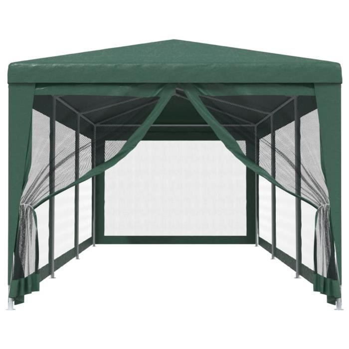 319243 vidaXL Tente de fête avec 8 parois latérales en maille Vert 3x9 m PEHD