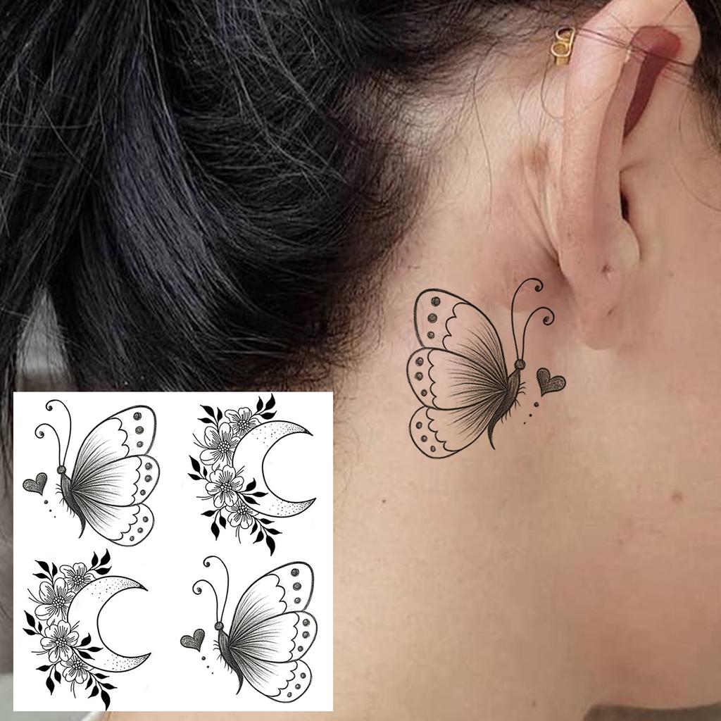1 Sheet Butterfly Temporary Tattoos For Women Hands Clavicle Neck, Fake Tattoo Stickers Waterproof Long Lasting Realistic Tatoos