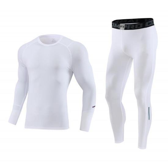 

2024 XIN Мужская футболка с круглым вырезом и длинным рукавом Полная длина Колготки Компрессионная спортивная одежда Набор 3XS-3XL 3XS белый