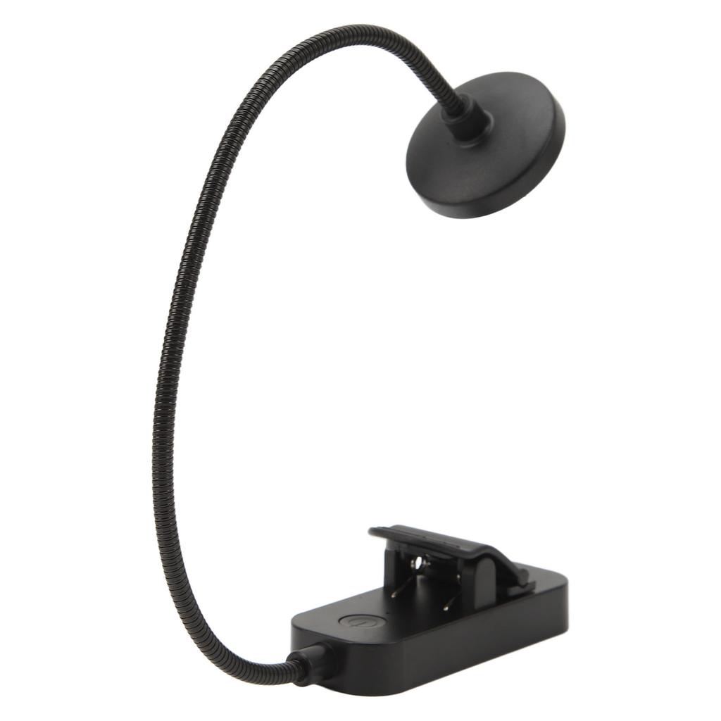 LED Book Light 3 Color Temperature Stepless Dimming USB Rechargeable Clip On Reading Light for Reading In Bed Black