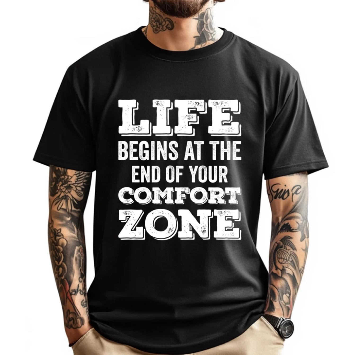 Life Begins At The End Of Your Zone Computer Geeks 3XL Men Clothing Luxury T-Shirt Funny Camiseta Aesthetic S чёрный
