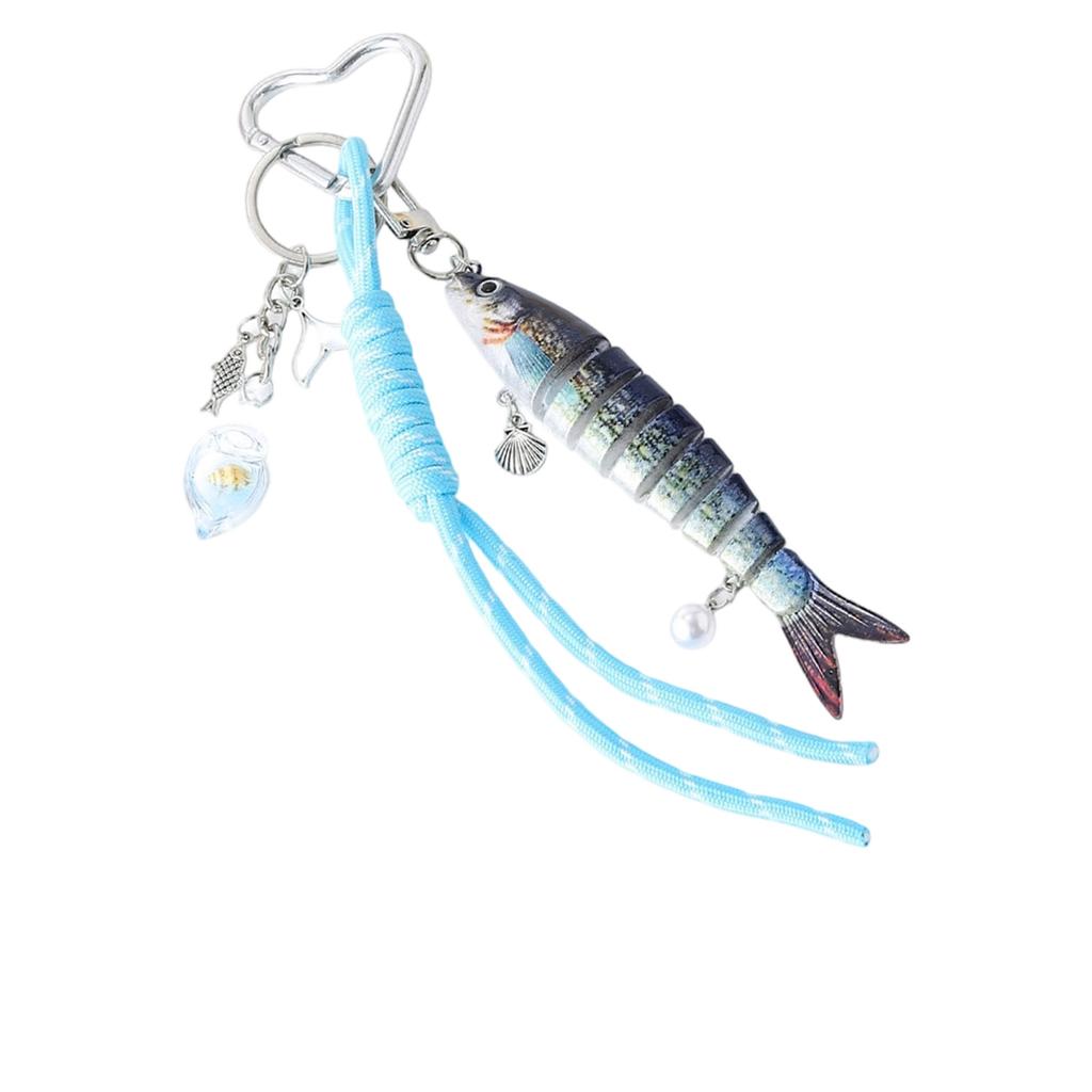 Articulated Fishing Lure Keyring Flexible Body Handmade Keychain Decoration Bag Accessory for Fishing Enthusiast