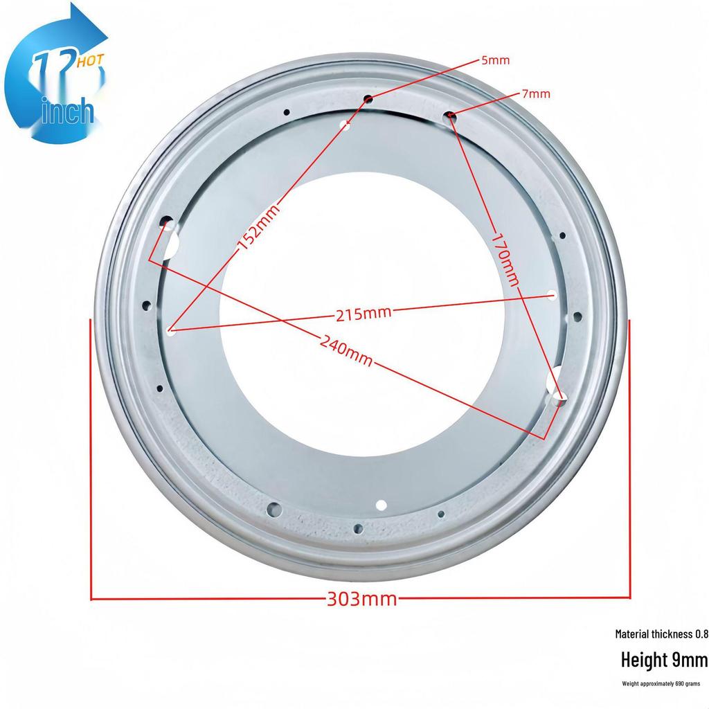 3-12 Inch Universal Black Iron Rotating Base with Full Ball Bearings for Furniture, TV Cabinets, and Bookshelves