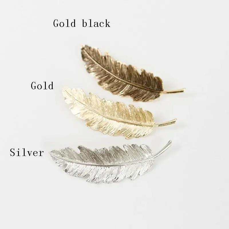 Women Fashion Gifts Leaf Feather Hair Clip Slide Jewerly Accessories Popular Womens Headbands Hairpin Decoration Accessories