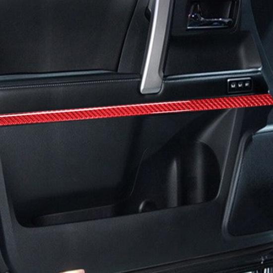 Set Glossy Red Carbon Fiber Car Inner Door Strip Sticker For 4Runner 2010-