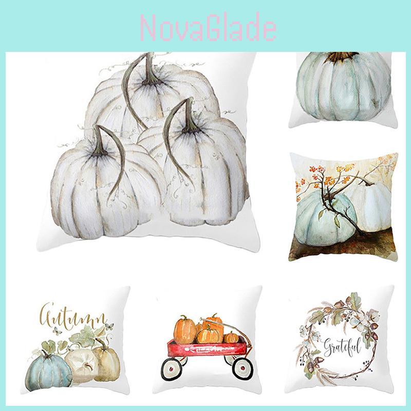 Premium Watercolor Pumpkin Cushion Cover Pillow Case Perfect For Halloween And Thanksgiving