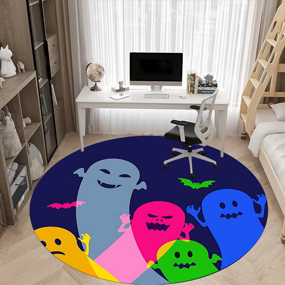 1PCGhost Halloween Office Round Area Rug,  Mat Suitable For Office, Under Office Chairs Bedroom Living Room Home Decor, Room Deco
