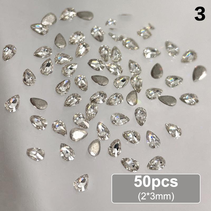 50Pcs Teardrop Shape Mini Flat Bottom Diamond Nail Art Accessories Super Flash Mixed   Nail Art Accessories