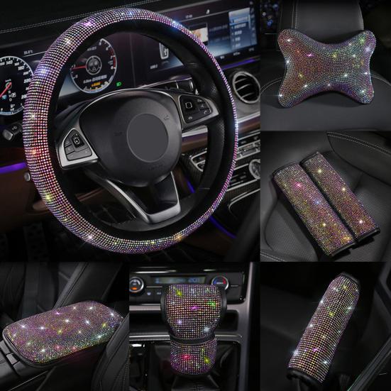 

Rhinestones Car Steering Shift Cover Wheel Gear Auto Pad Interior Accessories