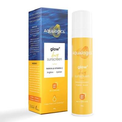 Aqualogica Glow+ Dewy Sunscreen SPF 50 PA++++ | For Oily Skin | UVA/B & Blue Light Protection for Men & Women | Fragrance-Free | 50g