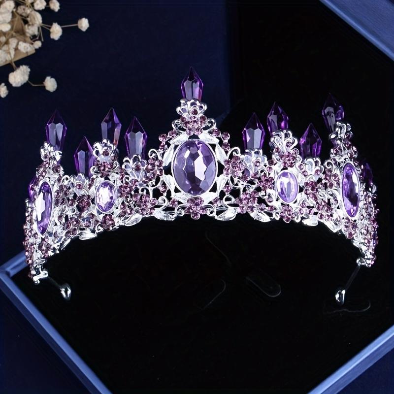 High End Atmospheric Bridal Accessories, Purple Crown Necklace, Earring Set, Wedding Dress Set, Wedding Accessories, Stage Perfo
