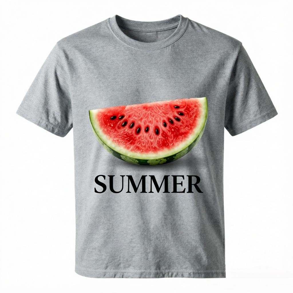 Fresh Summer Watermelon Summer Typography Print Unisex Loose Fit Cotton Casual Tees