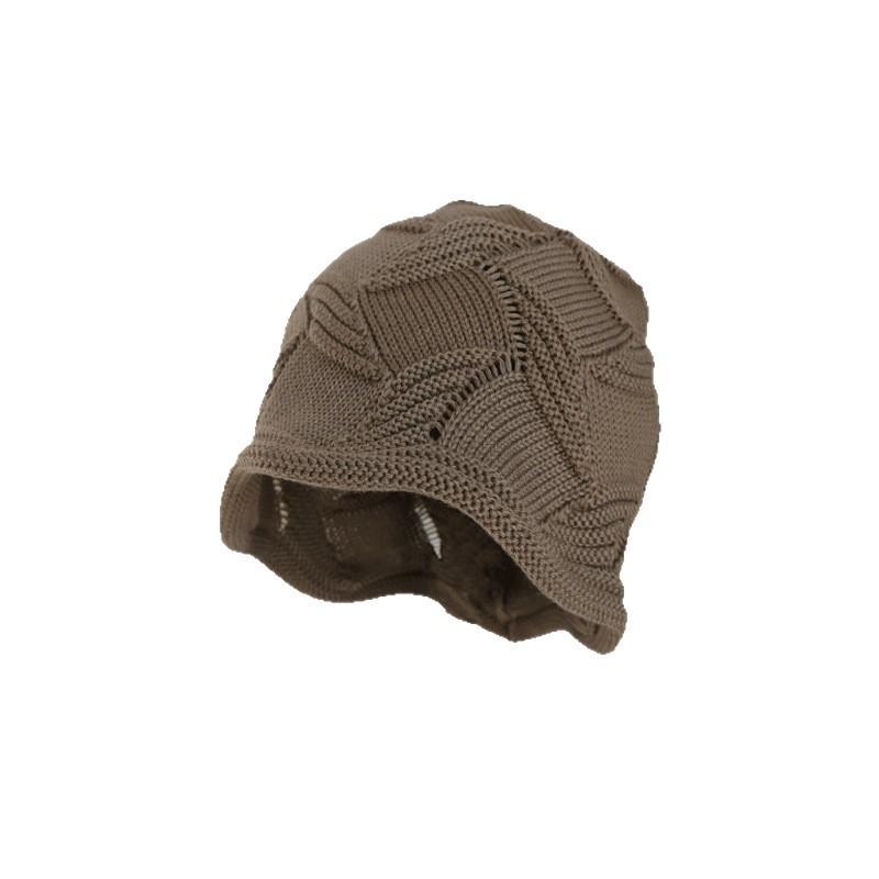 Autumn and winter new wool hat crimped knitted bag head cold hat women's single-layer thin stacked hat shows small face
