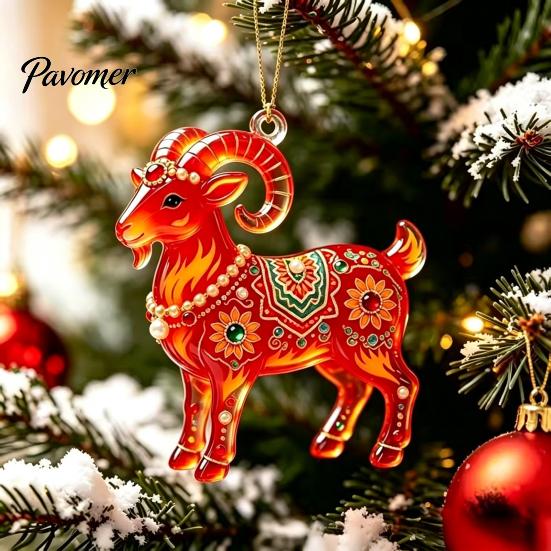Event Decoration for Carnival 2PCS Christmas Goat Hanging Ornaments, Decorative 2D Acrylic Tree Lightweight Decor Holiday Pendants, Festive Ornaments
