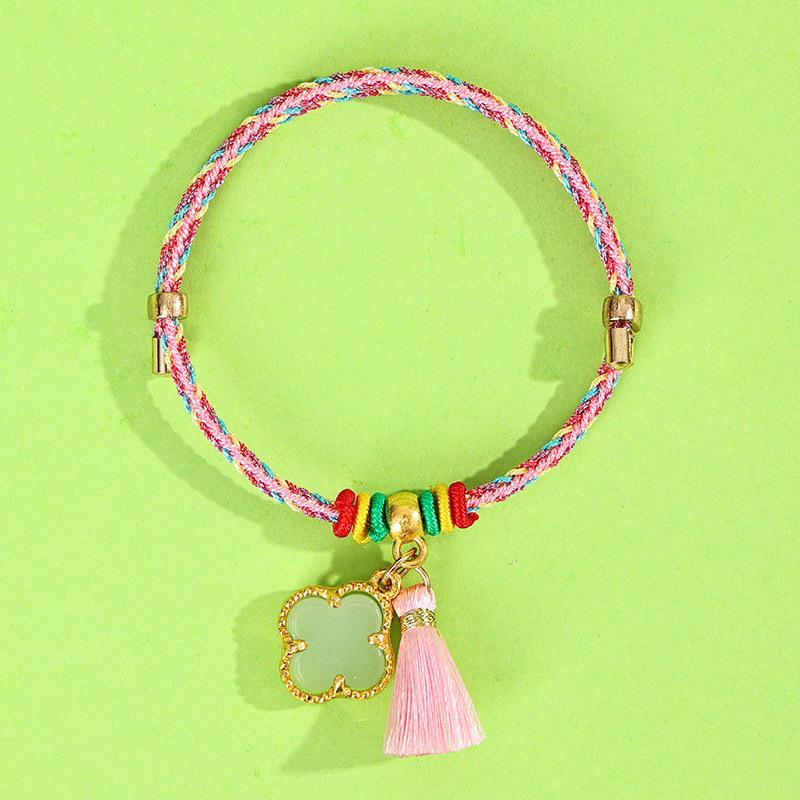 Dragon Boat Festival Tassel Pendant: Five-Color Pink Zongzi String with Gourd for Peace and Health