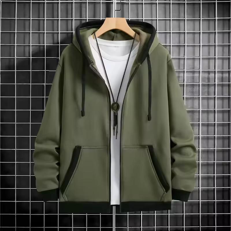Verdickte Herren Kapuzen-Reißverschluss-Strickjacke Lässige Oberbekleidung Modisches Sweatshirt Herbst Winter Neuankömmling Cross-Border-Stil