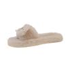 Bow-tie Fluffy Slippers Women's Indoor 2025 Autumn and Winter Large Size Soft Bottom Plush Office Home Flat Cotton Slippers