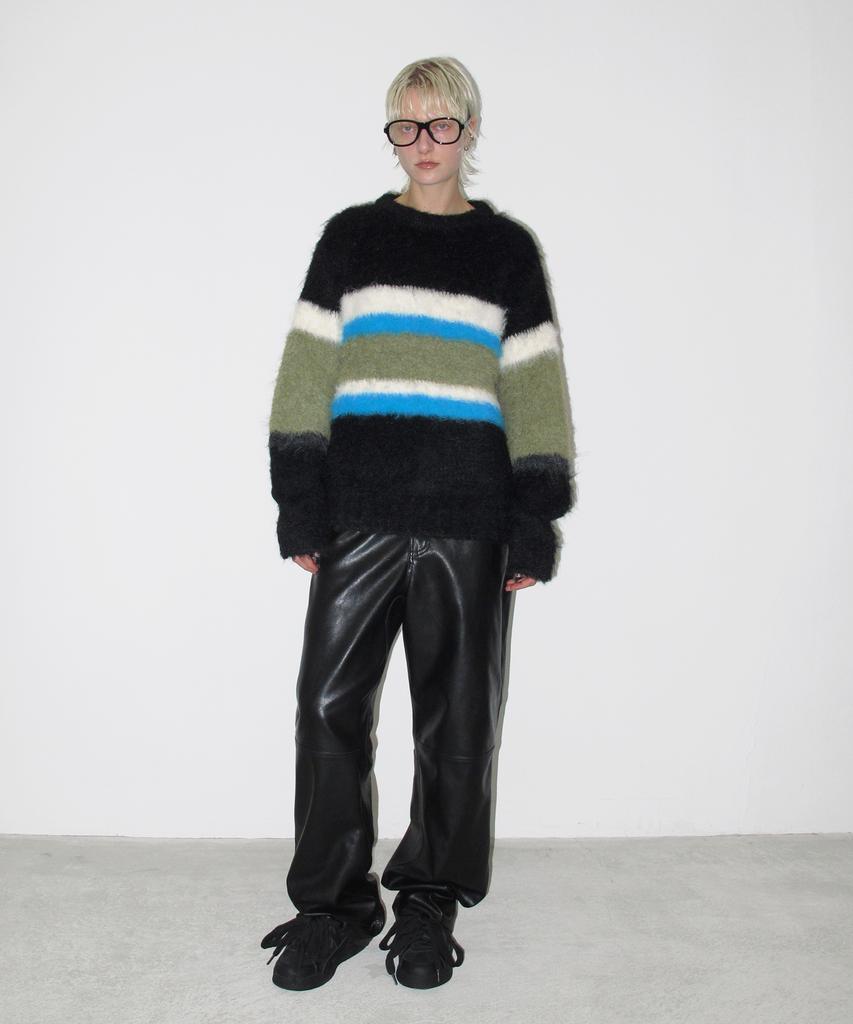 SUNBURNPROJECT Hairy Color Block Knit, Black