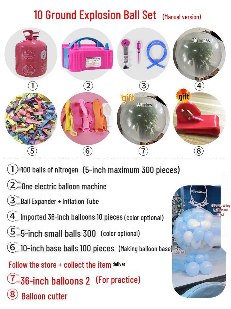 Outdoor Wedding Sky Explosion Balloons Set: Helium Balloons with Complete Assembly Tools for Hotels and Bridal Events