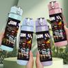 PC Multi Band Colorful Album Collage Print 750ml Colorful Plastic Sports Water Bottle Leakproof Pop Up Lid with Straw for Outdoor Work Home Use